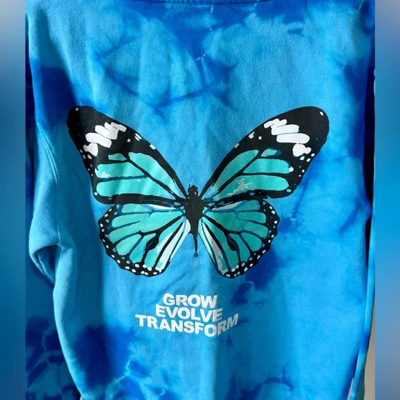 Yours Truly Clothing by Phora Broken Butterfly Evolution Tie Dye Hoodie M - Picture 9 of 11